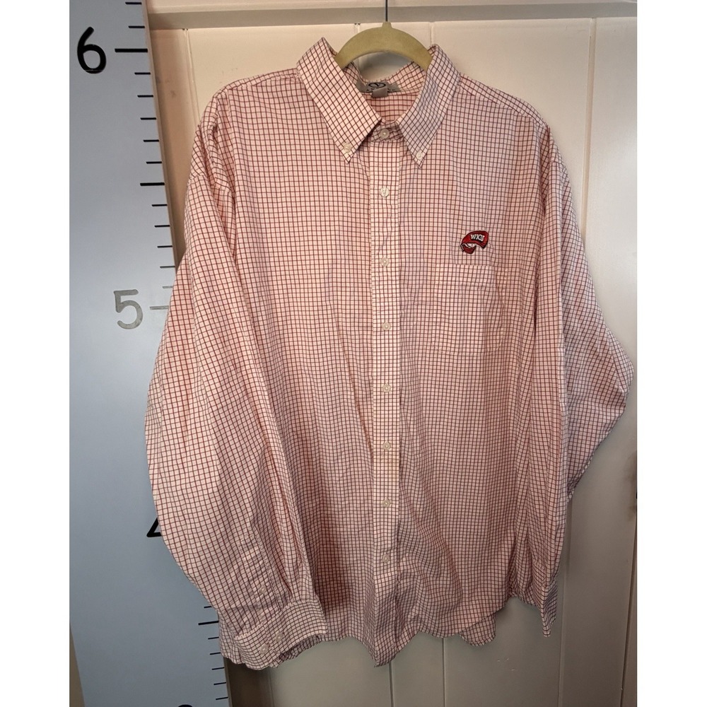 WKU Vantage Red Check Button Down Shirt Men's 2X Embroidered Patch Collegiate
